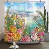 Retro Blooming Flowers Shower Curtains Bathroom Curtains Waterproof Polyester Bath Curtain With 12 Hooks Shower Curtain