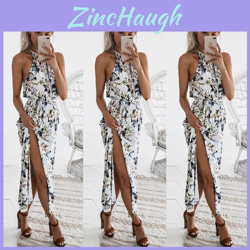 Stunning Women's Halter Maxi Dress With Floral Print For Beach And Formal Occasions