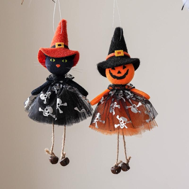 Halloweens Cloth Hanging Decoration Scary Eerie Witch Cats Pumpkin Phantoms Ornament For Party Home Garden Decoration