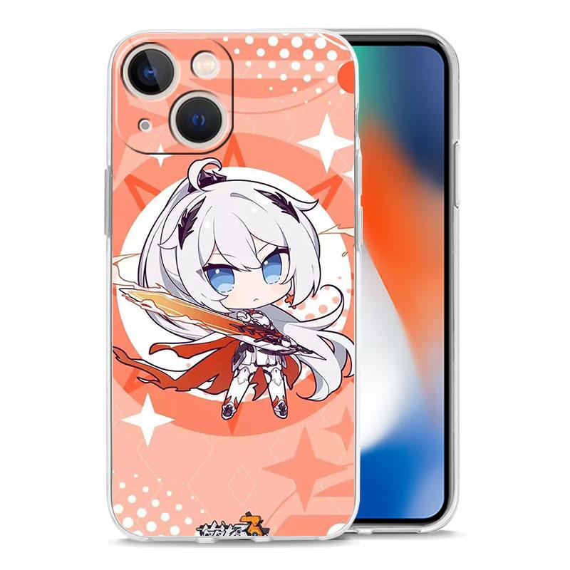 Luxus Hülle für iPhone 15 14 13 12 11 Pro Max X Xs XR 7 8 Plus Bumper Handyhüllen Klare TPU Hülle Niedlich Honkai Impact 3rd Spiel