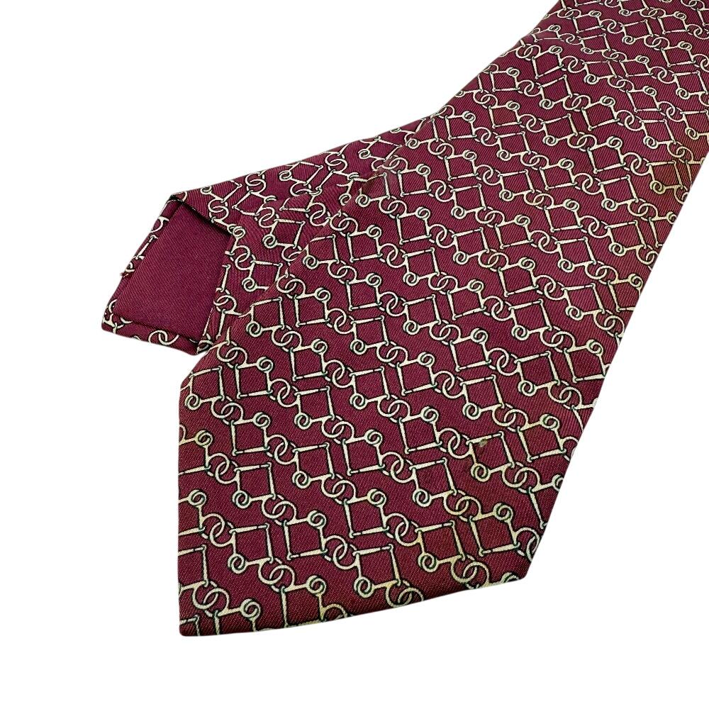 Hermes Gesamter Griff Seidenkrawatte Bordeaux Seide Herren Gebraucht