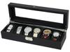 Carbon Fiber 6-Slot Leather Watch Display Box - PU Storage for 6 Watches