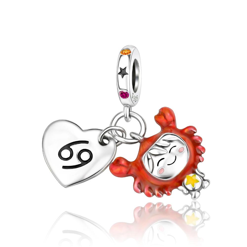 Popular Copper Rose Heart Shape Beads & Scorpio Dangle Charm Fits Bracelet Exquisite Necklace Women'S Jewelry Gifts