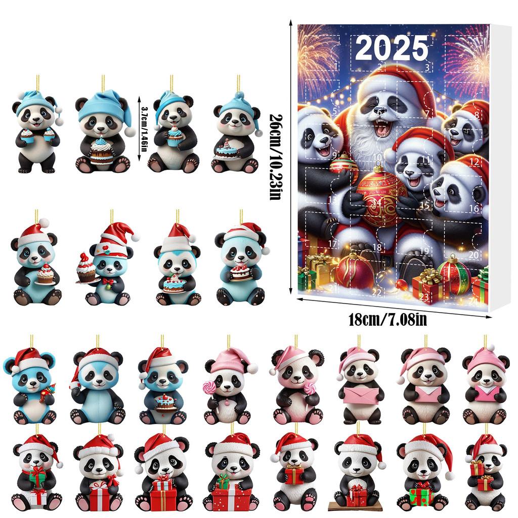 Christmas Panda Countdown Calendar With Acrylic Components For Holiday Decor Gift For Kids