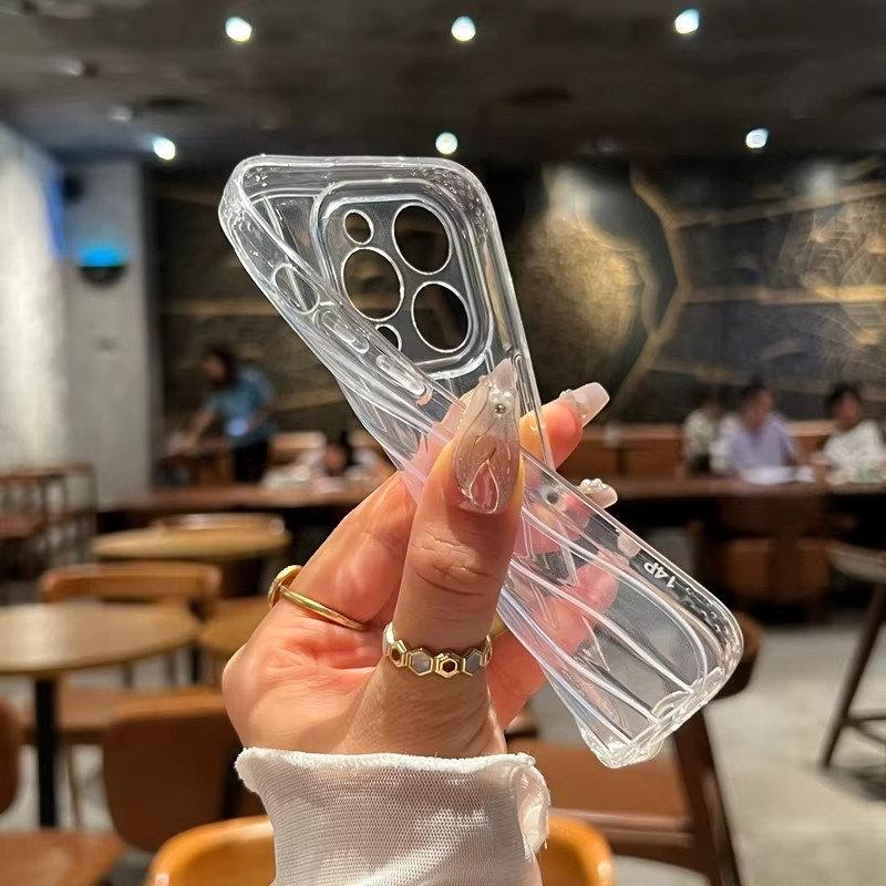 Husa de telefon transparenta cu ondulare de apa moale pentru iPhone 11 12 13 14 15 Pro Max Husa de protectie din silicon rezistenta la socuri