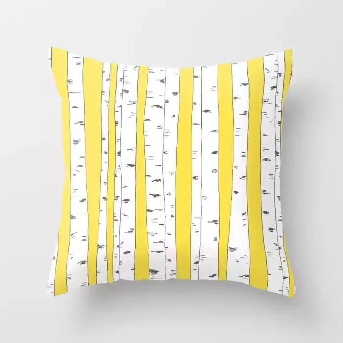Yellow Plant Flower Decorative Cushion Cover Polyester Throw Pillow Cover Pillowcase For Sofa Home Decor 45X45Cm Fundas De Cojin