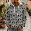 Women's Floral Print Long Sleeve Hoodie with Pocket and Casual Pullover Sweatshirt