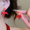 Zinc Zinc Alloy Chinese Style Pony Earrings Fashion Jewelry Red Drop Earrings  Wedding Accessories