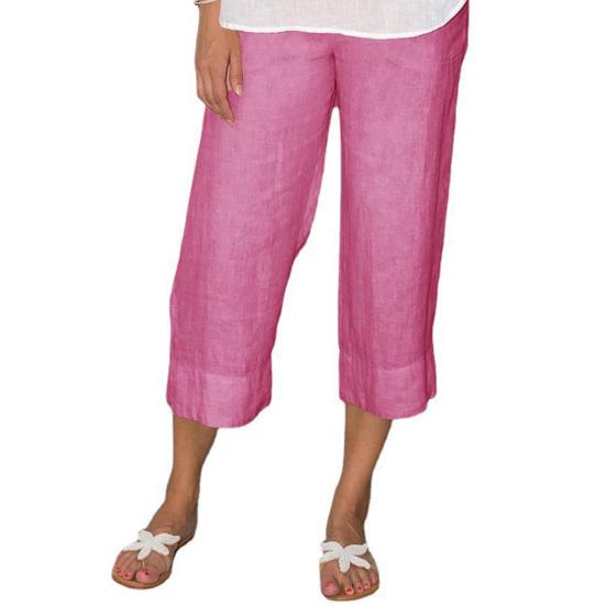 

Женские брюки Эластичная талия Средняя посадка Широкие брюки Повседневные брюки с карманами Однотонные S розы красного