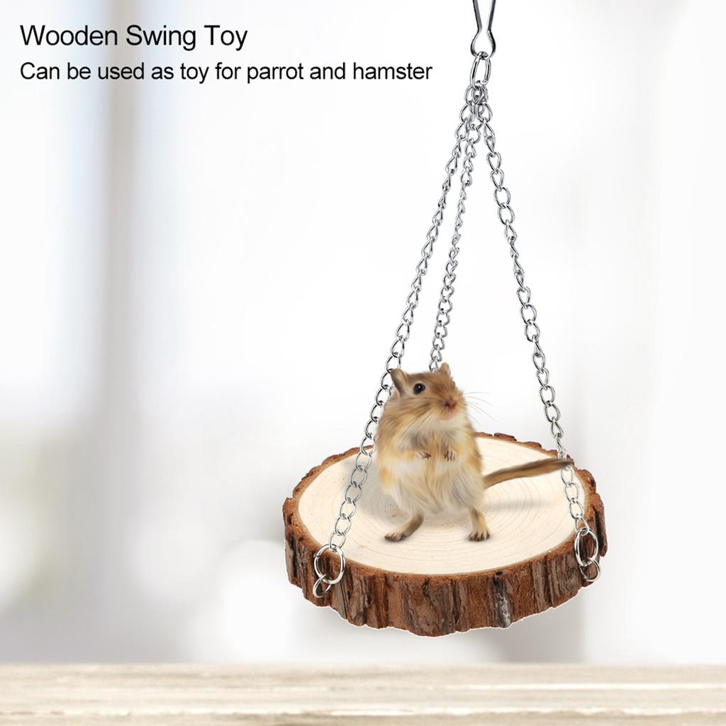 Wooden Natural Eco Friendly Portable Pet Swing Toy for Parrot Hamster(L)