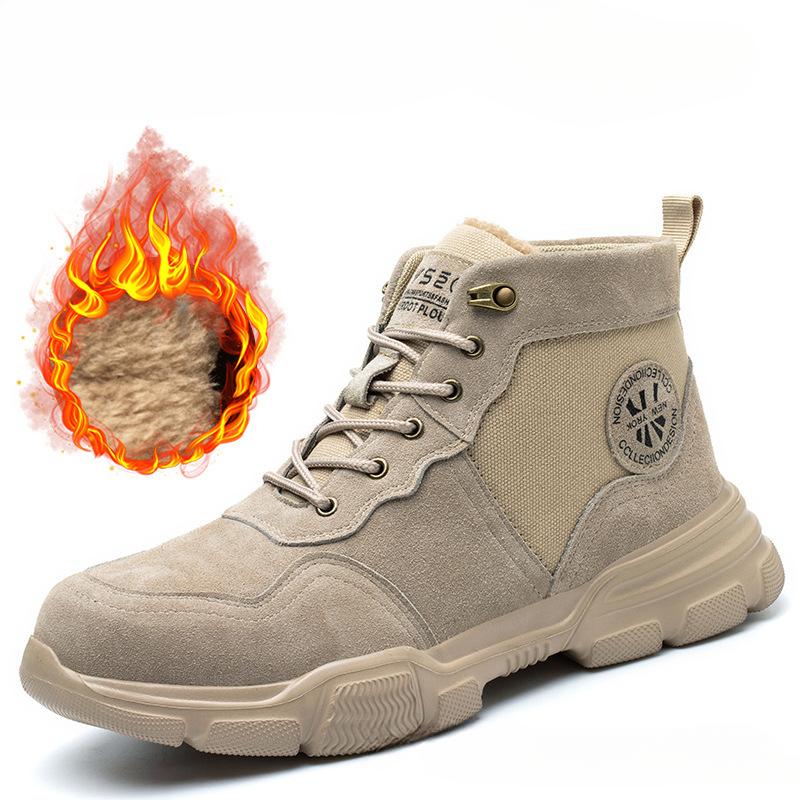 New Autumn and Winter Men's Warm Leather Boots Plus Velvet Thick Men's Non-slip High-top Martin Boots