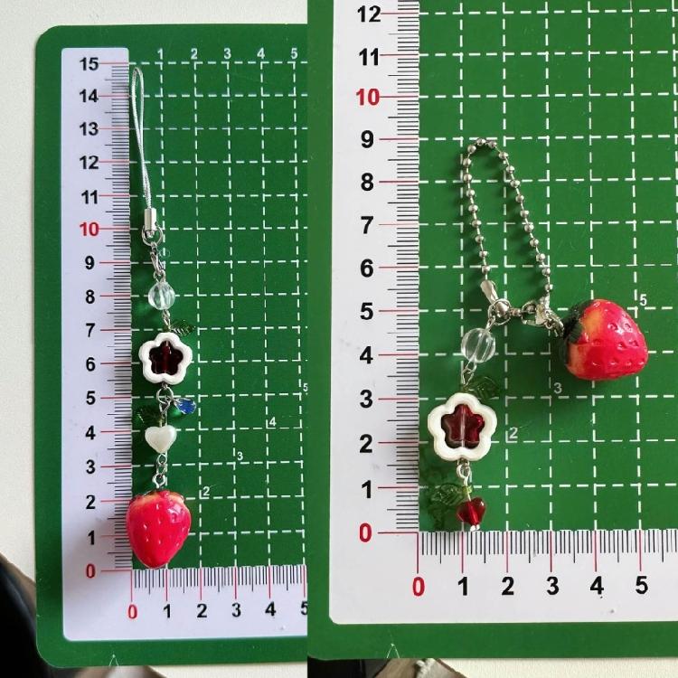 Sweet Strawberry Beaded Pendant Charm for Mobiles and Key Holders Phone Lanyards