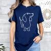 Simplified Line Sausage Dog Print Tshirt Loose Versatile Round Neck Short Sleeve Top Tshirt