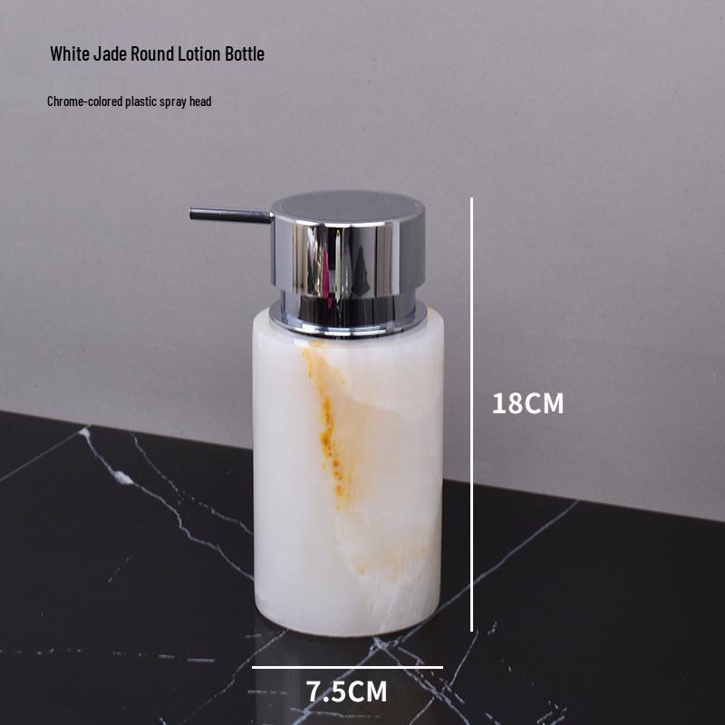 Lux White Jade Bathroom Set: Basin, Tray, Tissue Box, Lotion Dispenser - 4 or 5 Piece Set