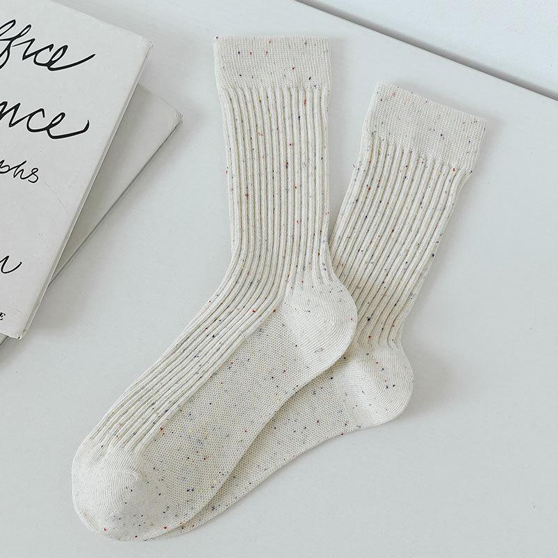 

Ladies Spring and Autumn with Colorful Point Yarn Long Tube Pile Socks 1 pair білий