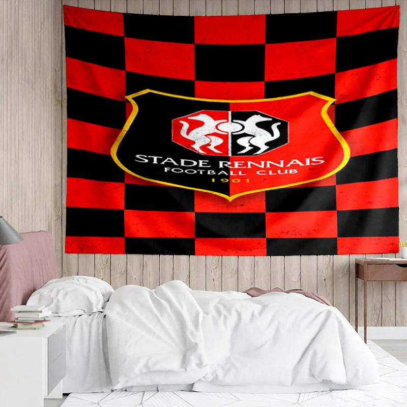 Rennes Football Club Crest Tapestry, Unique Design Tapestry, Suitable for Bedroom,Livingroom, Playroom,Heartwarming Fan Holiday Gifts