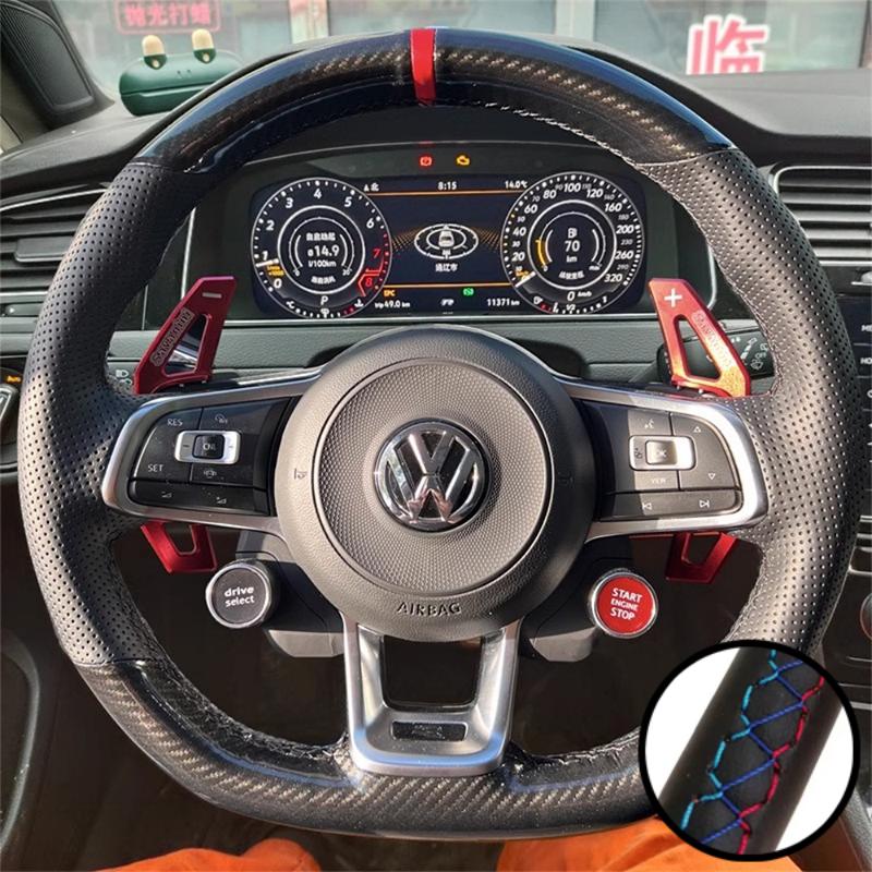 

Чохол на кермо автомобіля зі шкіри під карбон Для Volkswagen VW Golf 7 GTI Golf R MK7 VW Polo GTI Scirocco 2015 2016 Салон 3 Colors Thread