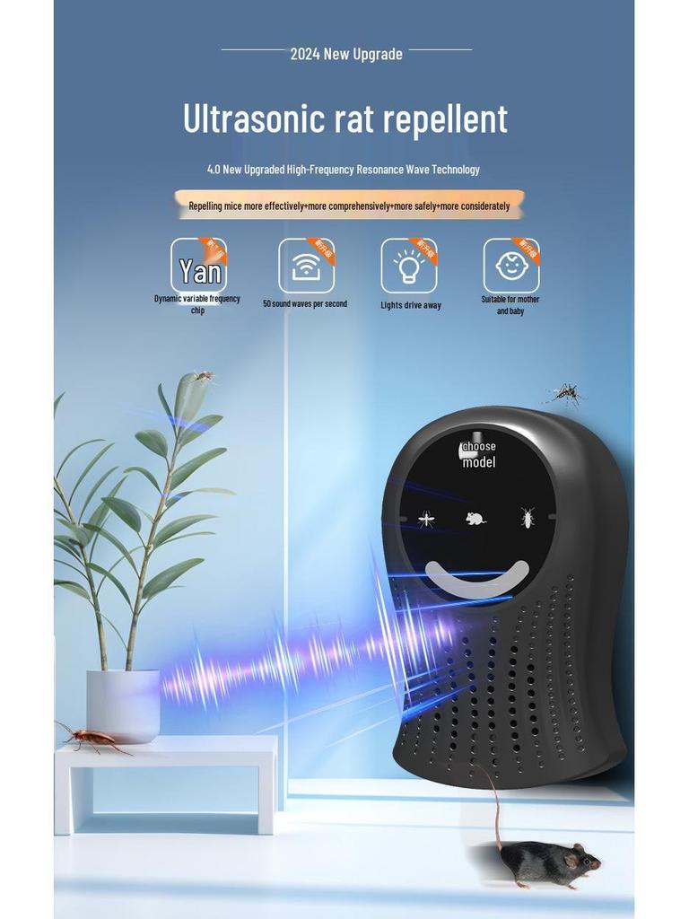 2024 Ultrasonic Silent Touchscreen Mosquito Repeller with Three-speed Variable Frequency Light
