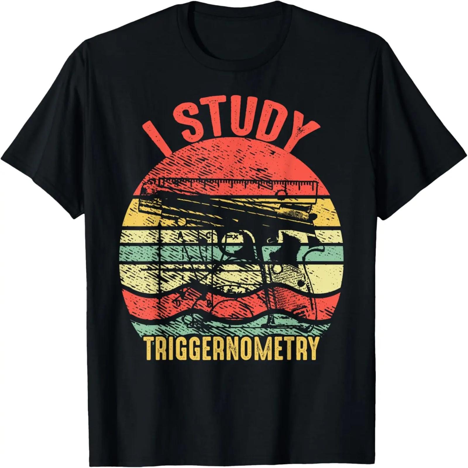 

Я изучаю триггенометрию Подарок-пистолет Смешная ретро винтажная надпись Футболка XXXXXL чёрный