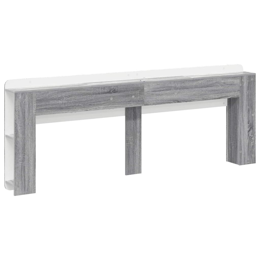 Headboard Cabinet with Storage Grey Sonoma Wood Material