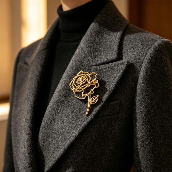 Spilla Rosa Lega di Zinco Spilla Metallica Accessorio Versatile ed Elegante Durevole Resistente allo Sbiadimento Spilla da Revers Porta Sciarpa per Uso Quotidiano