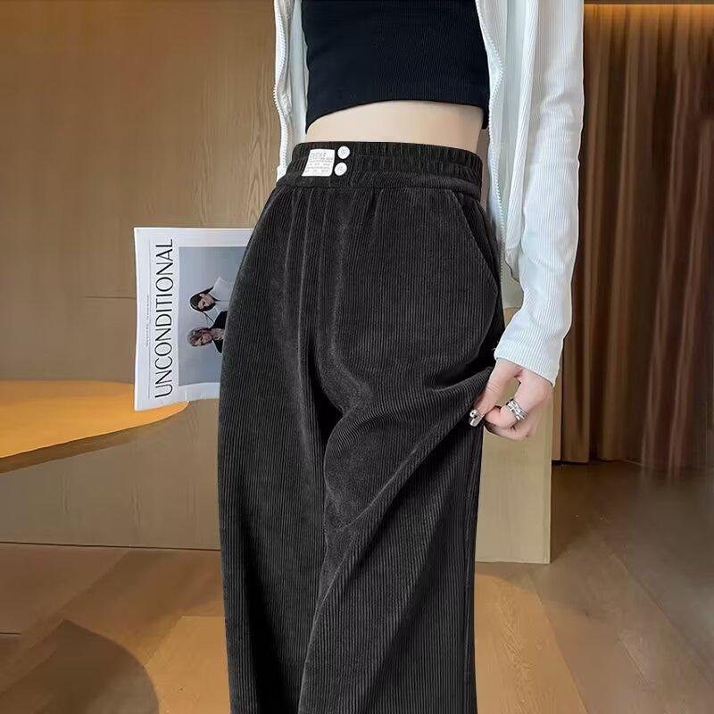 

Шенилл Брюки с высокой талией, стройнящие, вельветовые, с широкими штанинами, женские повседневные прямого кроя, осень/зима 2024 4XL