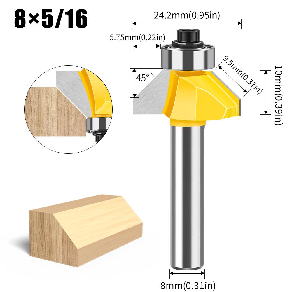 8 Handle 45 Degree Oblique Angle Knife Woodworking Milling Cutter Trimming Machine Engraving Machine Cutter Head 45 Degree Chamfering Knife Chamfering