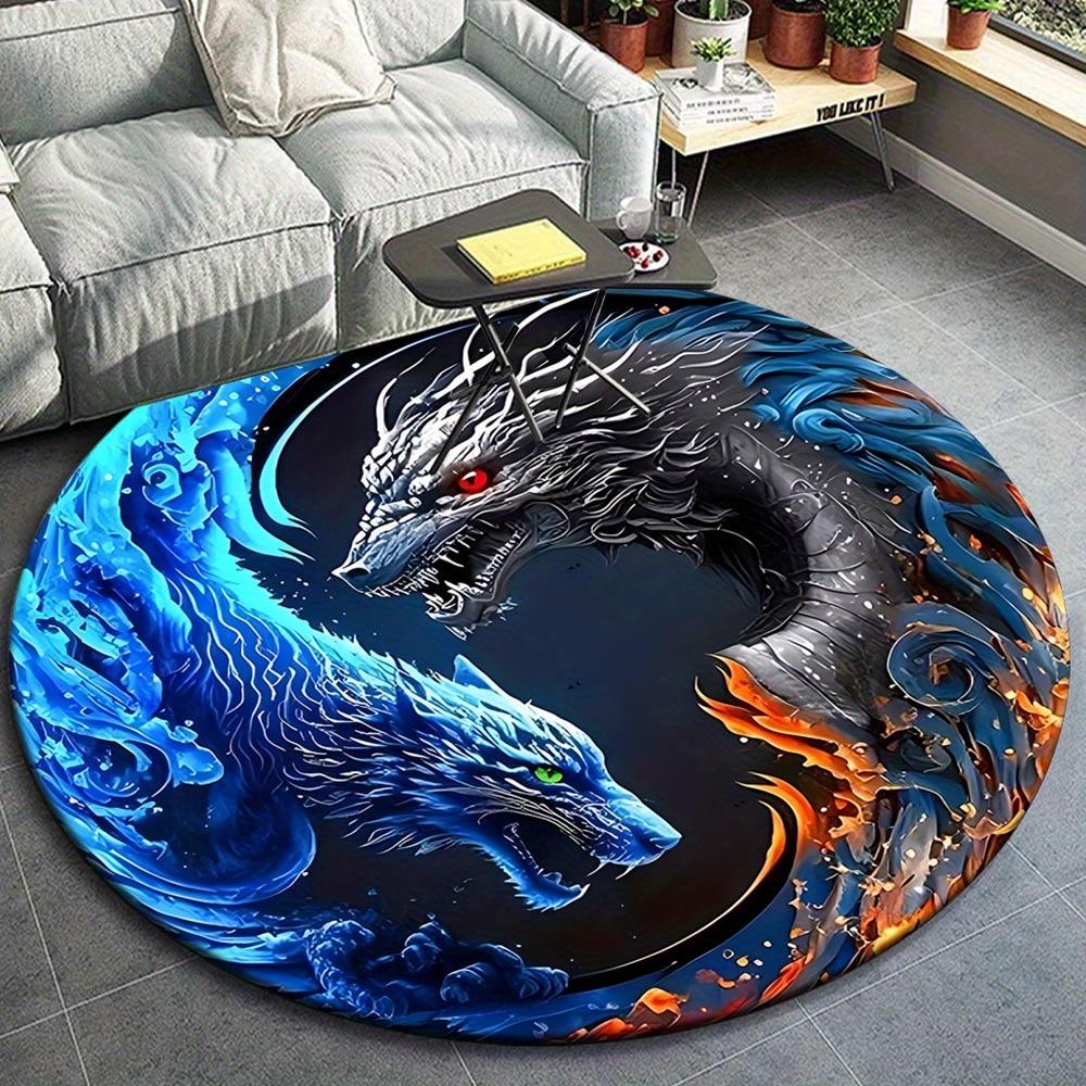 

1pc Retro 9670506056 Pattern Round Floor Mat, Non-slip for Living Room Bedroom Chair Carpets Home Decor Gifts, Home Decor Room Decor Outdoor 80cm by 80cm