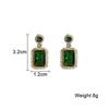 New 2025 Green Color Women Earrings Geometric Statement Korean Fashion Crystal Elegant Dangle Earrings Aretes De Mujer Modernos