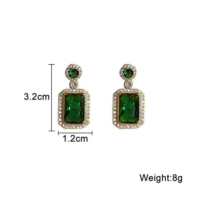 New 2025 Green Color Women Earrings Geometric Statement Korean Fashion Crystal Elegant Dangle Earrings Aretes De Mujer Modernos