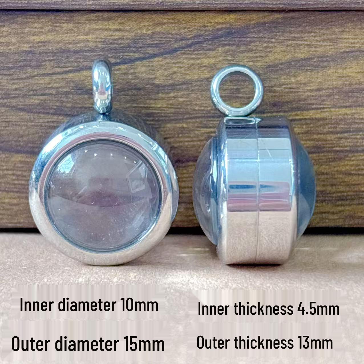 

Stainless Steel Round Photo Locket Pendant Gau Box Tsa Tsa Cinnabar Sweater Chain Jewelry