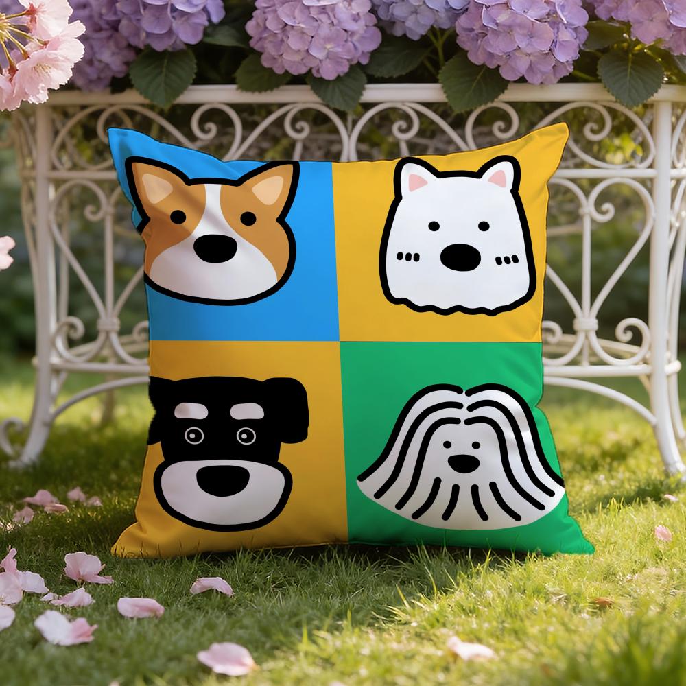Cartoon Simple Cute Dog Cushion Cover Home & Car Dual-Scene Pillow Cover: Reversible for Premium Comfort