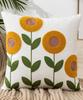 Stylish Embroidered Cushion Cover for Living Room or Botanical Elegant Cushion Cover with 3D Embroidery Bedroom, Floral, Nordic, Natural, 45x45cm,