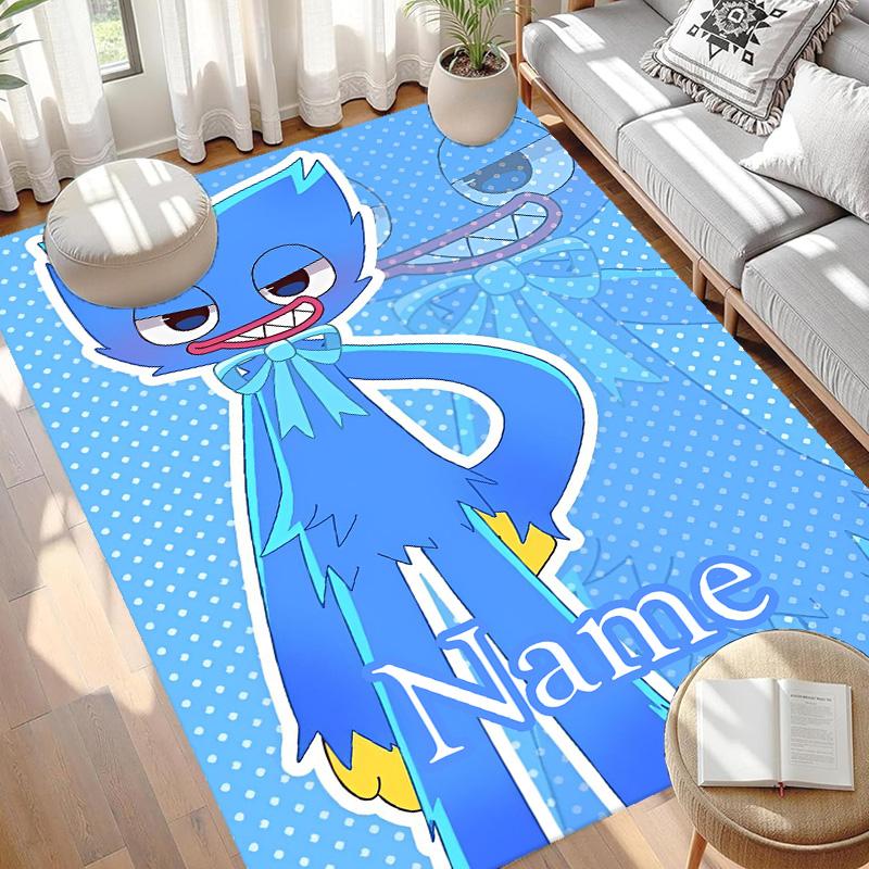 Custom Name Personalized Huggy Wuggy Print Carpet, Versatile Home Decor Rug, for Playroom, Apartment, Balcony, Entryway, Hallway Gift