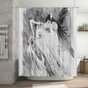 Vintage Black and White Sketch Bathroom Shower Curtain Set Rustic Farmhouse Decor Artistic Washroom Backdrop Liner