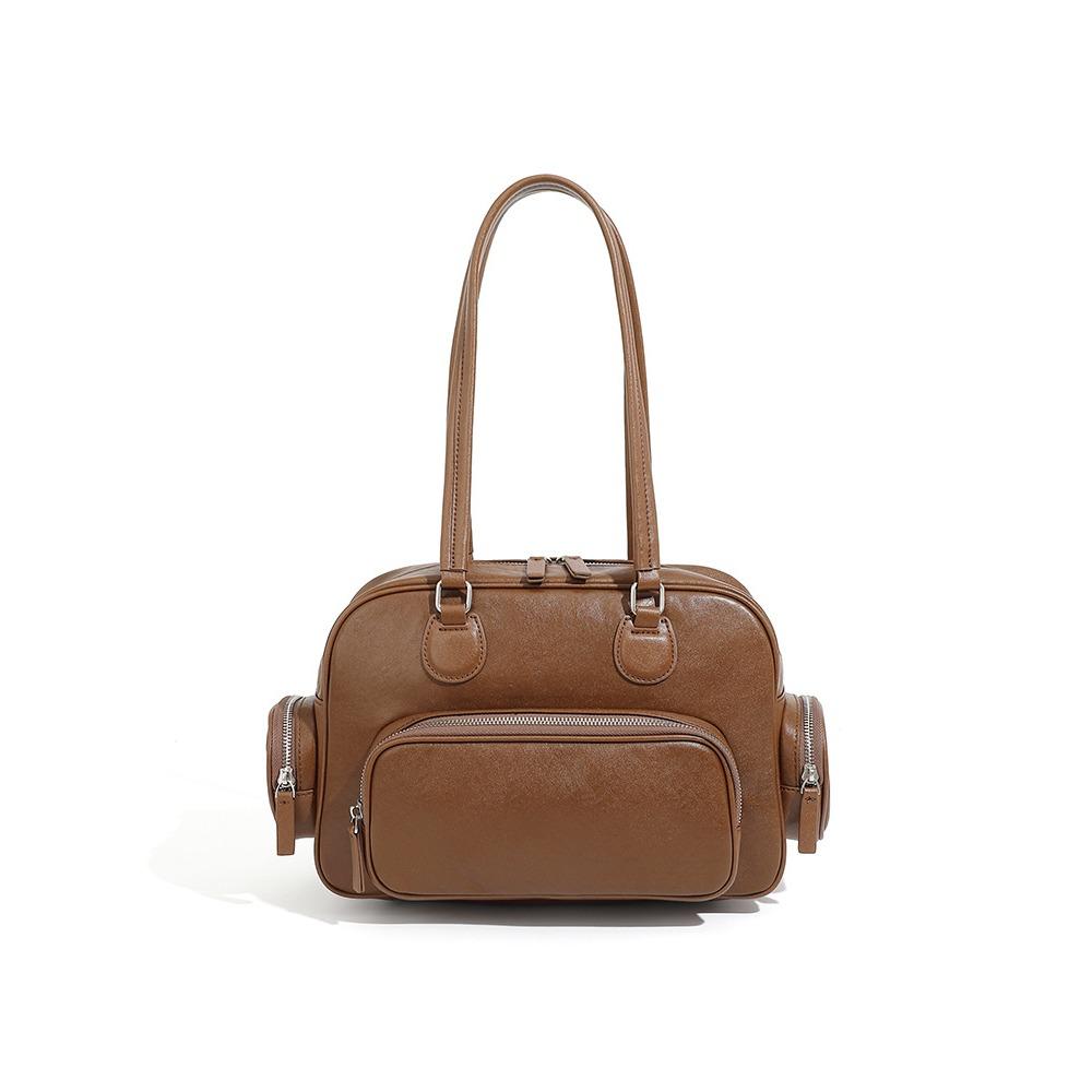 

Универсальная сумка-тоут из коровьей кожи, большая вместимость, на плечо, для поездок, ручная, подмышку коричневый