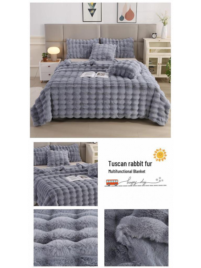 Rote Hasen-Fleece-Plüschdecke - Fleckenresistent, Dick, Kunstpelz, Luxusdecke