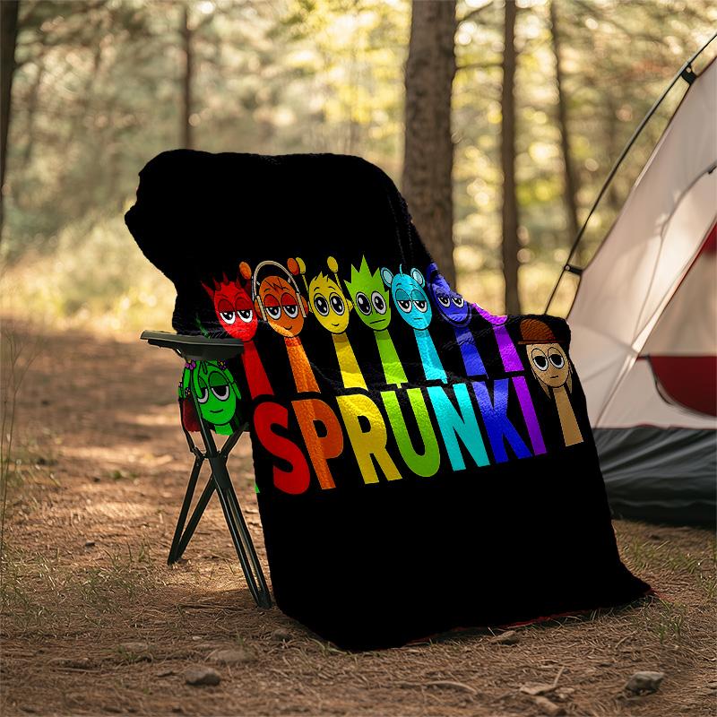 1pc SPRUNKI3 Theme Blanket - Digital Print, Polyester, Cozy for All Seasons, Perfect for Outdoor, Camping, and Travel
