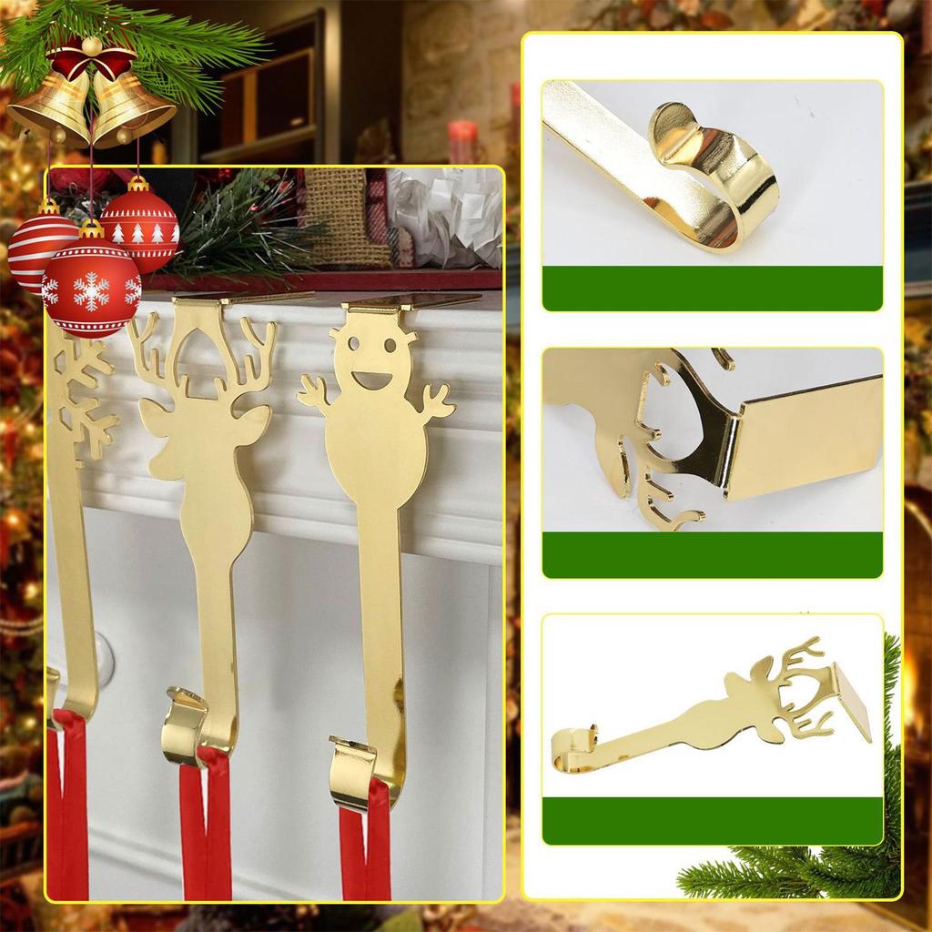 Stocking Holders For Mantle 4 Pieces Non-Slip Metal Lightweight Christmas Ornaments Clips Garland Hanger Stocking Holders For