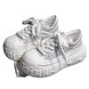 Pearlescent polished gold letter thick-soled muffin casual bread shoes dissolving shoes small 6cm small white shoes women's shoes