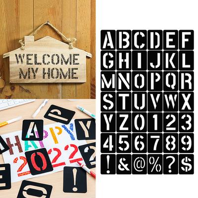 42 pezzi Simbolo Alfanumerico Inglese Stencil Vuoto Stencil Lettere Pittura Numero Lettera Vuoto per Diario Scrapbook Fai da Te