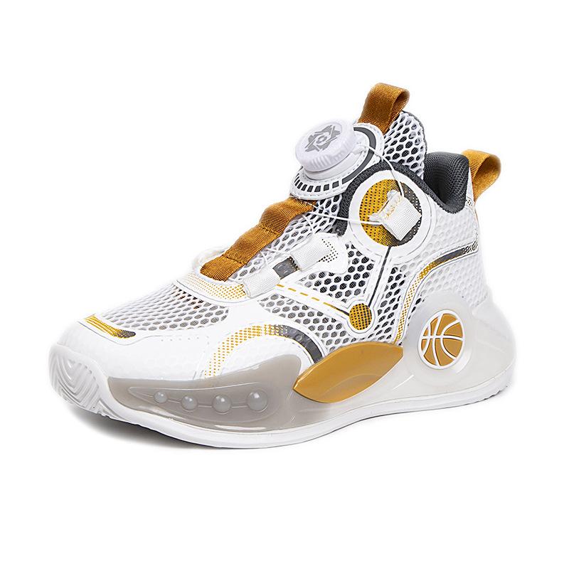 Boys basketball shoes summer single net breathable middle and older boys button training shoes children running basketball shoes