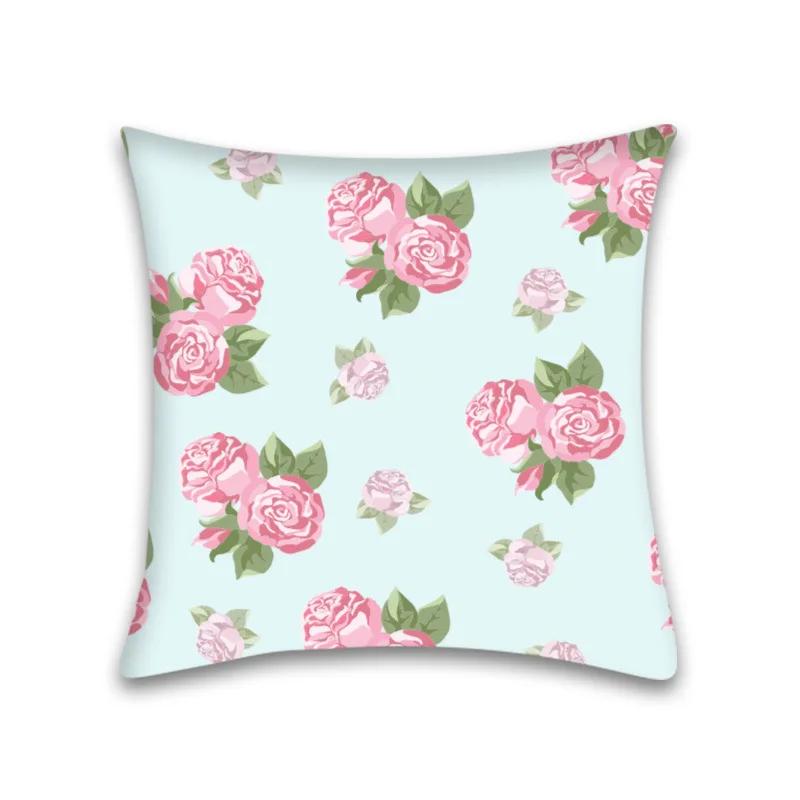 Kissenbezug Heimdeko Sofa Rote Blume Quadratische Dekoration