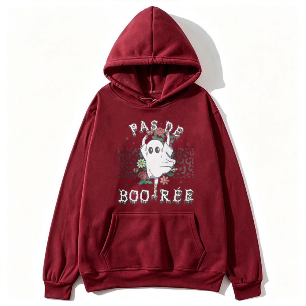 Pas De Boo-rée Leopard Ghost Halloween Hoodie Unisex Trendy Streetwear Hooded Sweatshirt Long Sleeve Casual Autumn Pullover