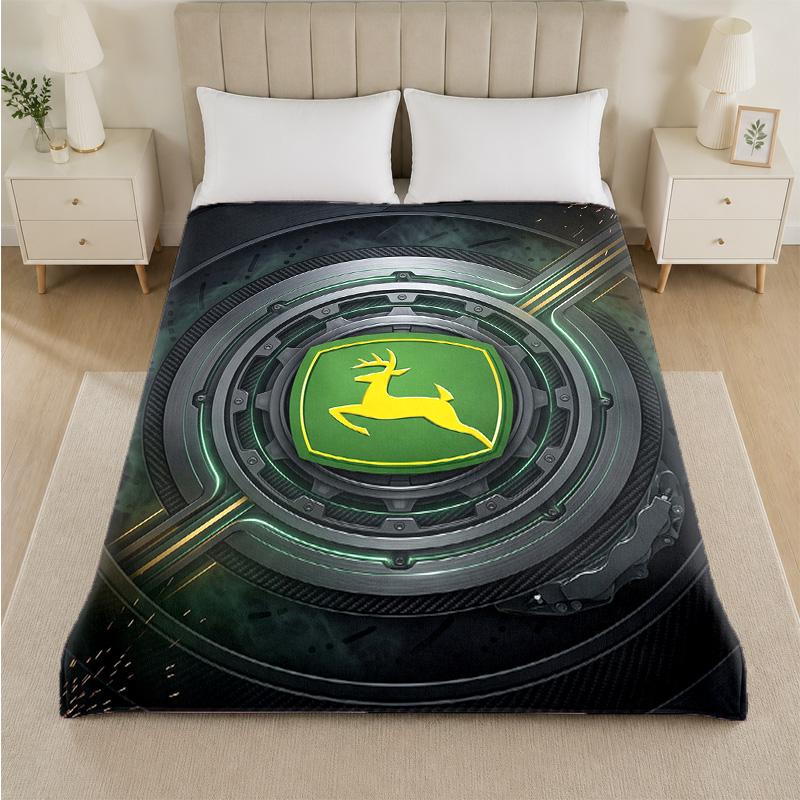 John Deere Print Flannel Blanket Cozy Lightweight Plush Throw Blanket For Bed Sofa Household Use