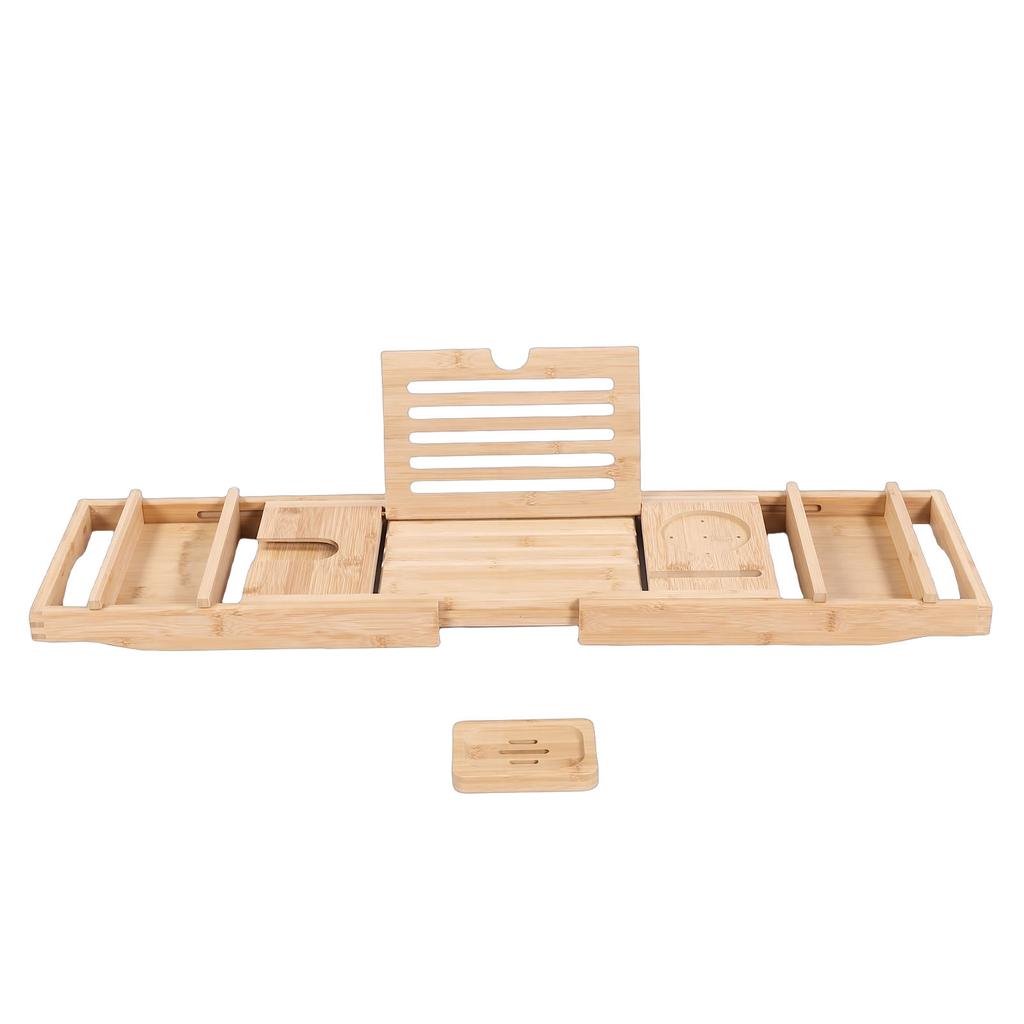 Bandeja para Banheira Dobrável Expansível Mesa de Banho Bandeja com Estante e Suporte para Taça de Vinho para Casa