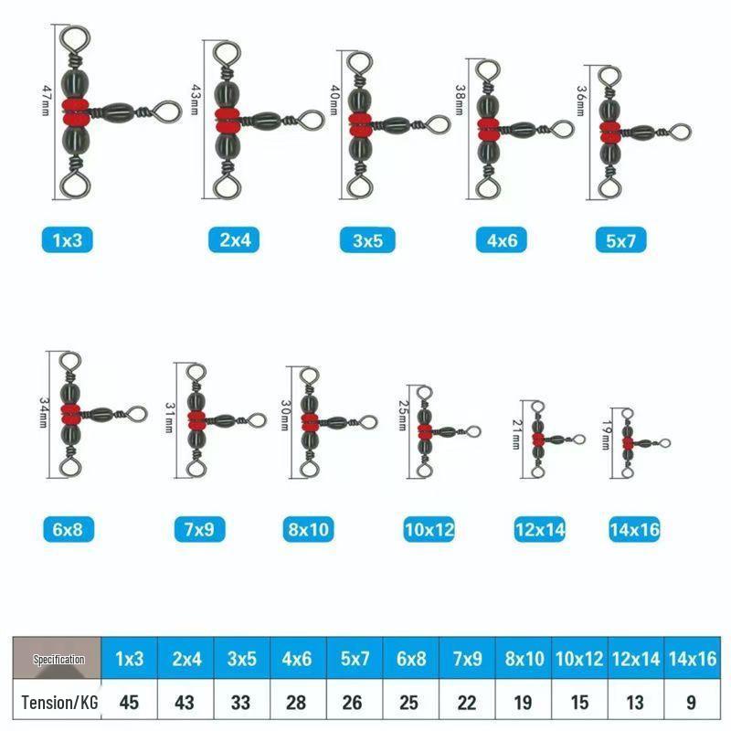 Japanese Three-Prong Swivel Red Bead Fishing Connector with Anti-Tangle Design