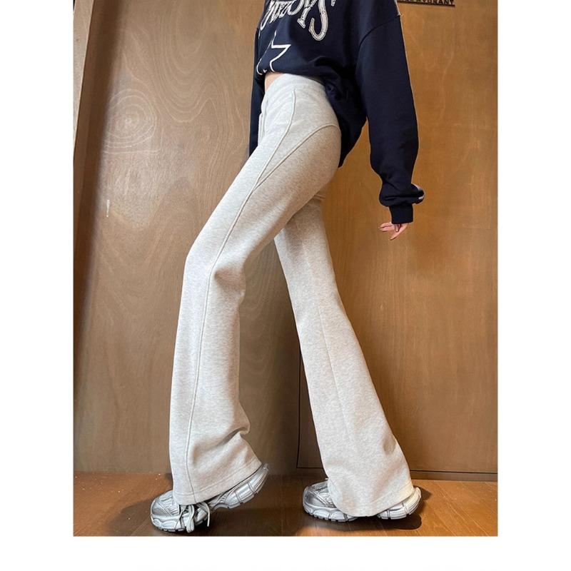 New Early Autumn Micro-flared Casual Pants Women's Horseshoe Trousers Drape Slim and Thin High-waisted Floor Pants
