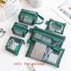 M-6Pcs Portable 3D Card Organizer Pouches Transparent Mesh Coin And Miscellaneous Storage Bags Travel Cosmetic Bag