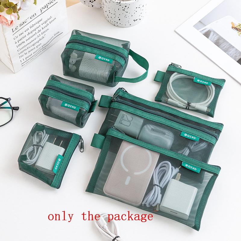 M-6Pcs Portable 3D Card Organizer Pouches Transparent Mesh Coin And Miscellaneous Storage Bags Travel Cosmetic Bag